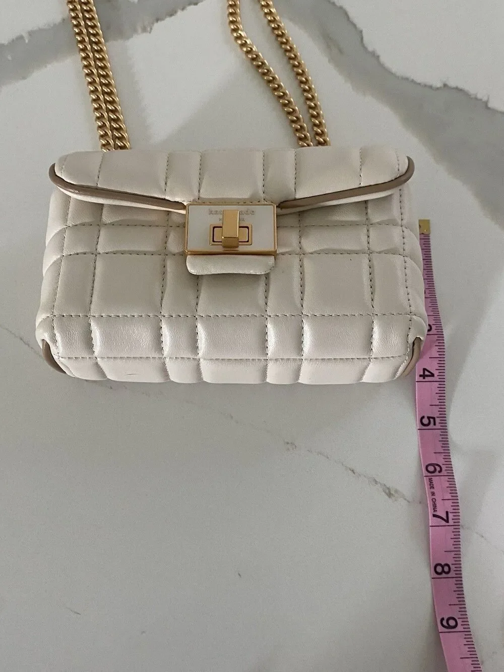 Kate Spade New York Evelyn Quilted Leather Small Shoulder Crossbody In Ivory